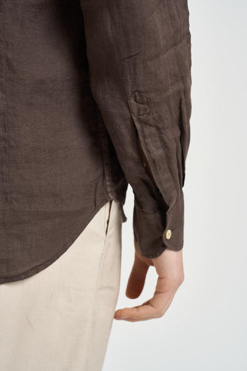 Camicia uomo "Pamplona" in lino marrone - 7