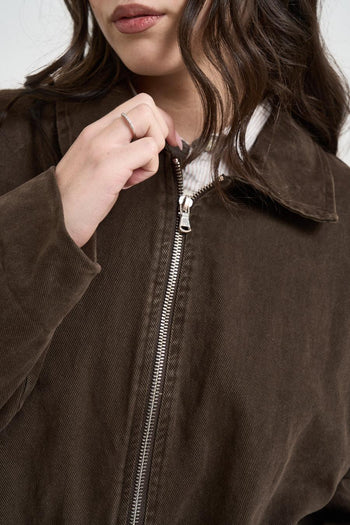 Giubbotto donna in denim marrone - 3