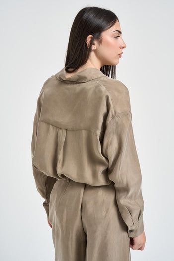 Camicia donna fluida verde militare - 4