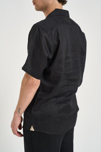 Camicia uomo in lino nera - 6