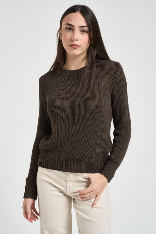 Maglia donna girocollo marrone - 1