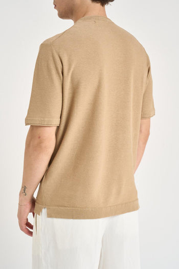 T-shirt uomo in maglia beige - 4