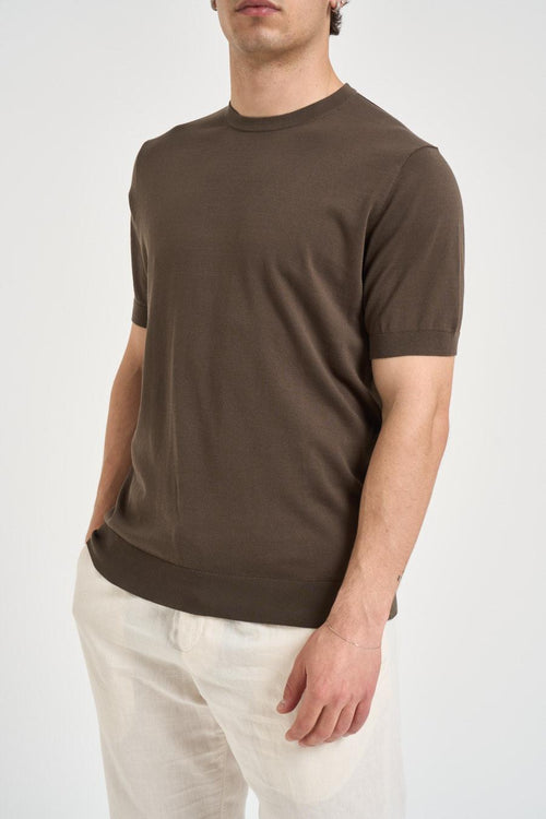 T-shirt uomo in maglia marrone