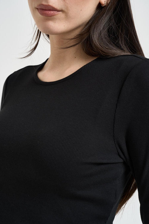 Top donna a costine nero - 2