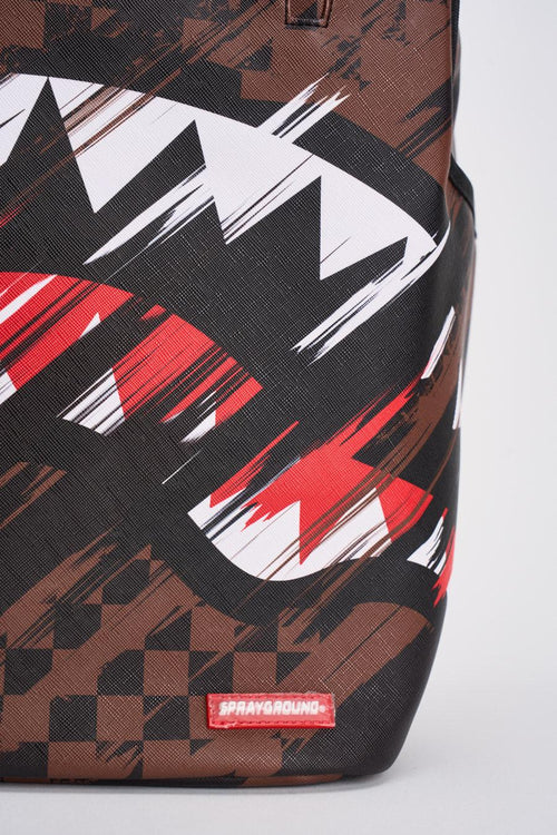 Zaino uomo shark mouth check marrone e nero - 2
