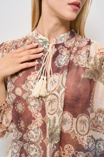 Blusa donna fantasia marrone - 6