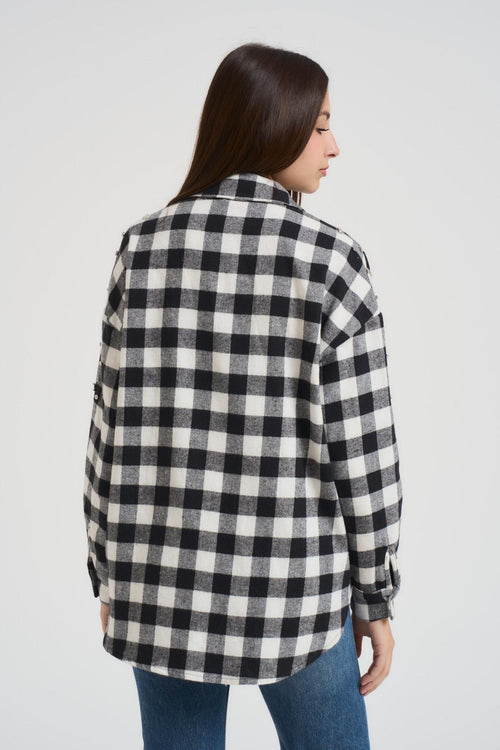 Camicia donna a quadri nera - 2