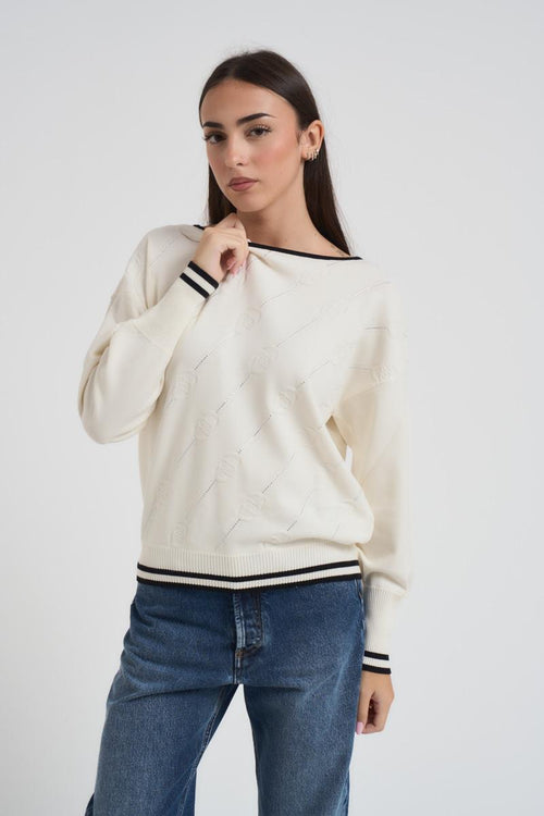 Maglia donna girocollo panna