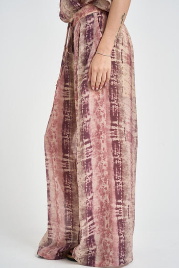 Pantalone donna gamba larga fantasia rosa - 3