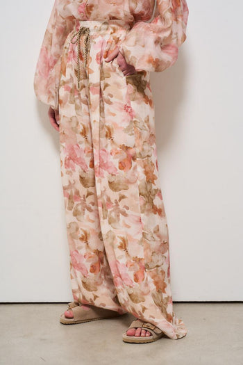 Pantalone donna fantasia floreale rosa - 3