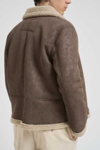 Giubbotto uomo eco montone marrone - 5