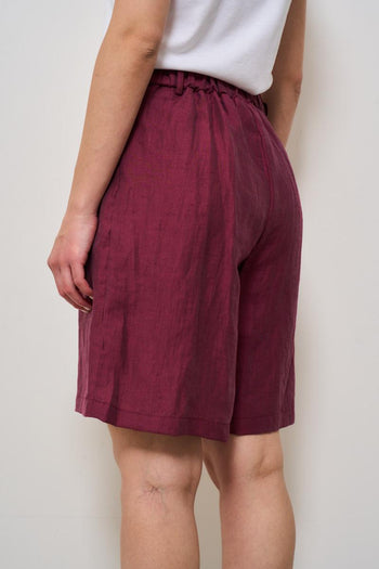 Bermuda donna rosso con cintura - 5