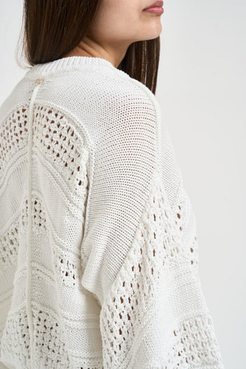 Maglia donna in crochet bianca - 5