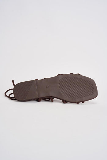 Sandalo donna marrone effetto suede - 8