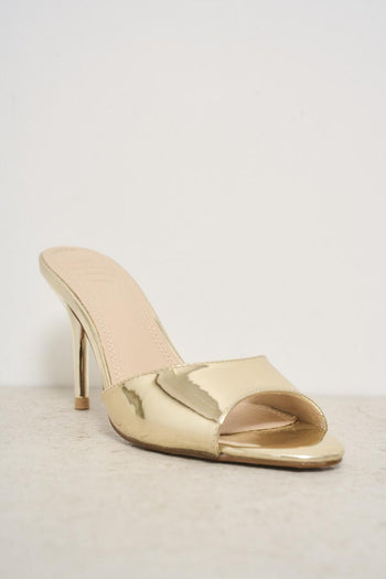 Gold women's sandal with heel - 4