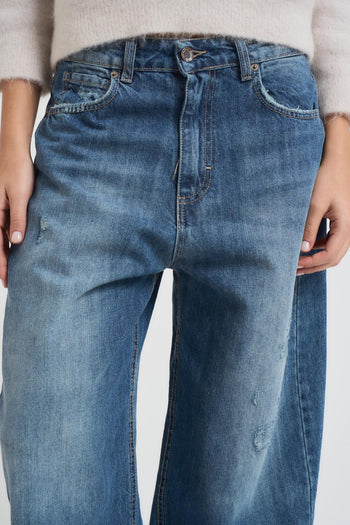 Jeans donna balloon in denim blu - 4