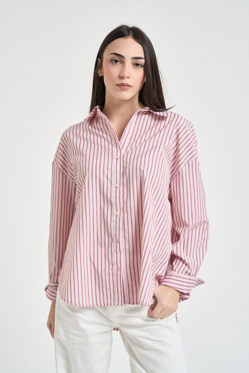 Camicia donna a righe rosa