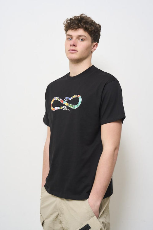 T-shirt uomo girocollo nera con stampa serpente - 2