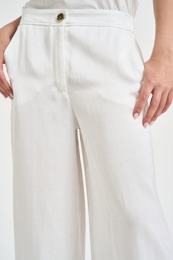 Pantalone donna gamba ampia bianco - 5