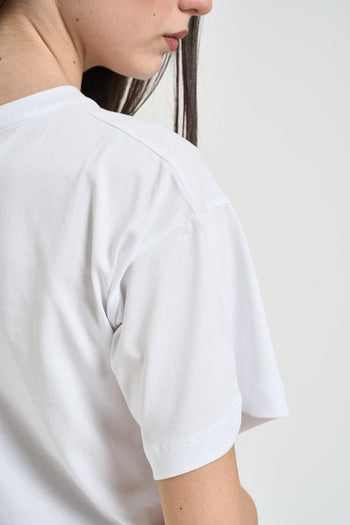 T-shirt donna cropped girocollo bianco - 4