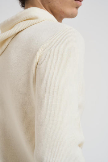 Felpa uomo in maglia con cappuccio panna - 4