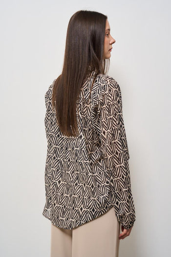 Blusa donna fantasia geometrica nera - 5