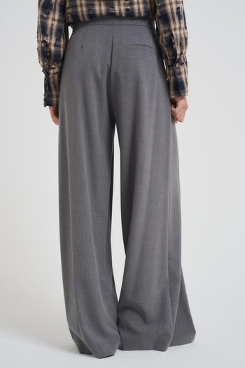Pantalone donna over con pinces grigio - 6
