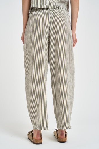 Pantalone donna a righe verdi e bianche - 3