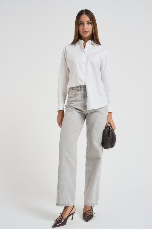 Jeans donna regular in denim grigio - 1
