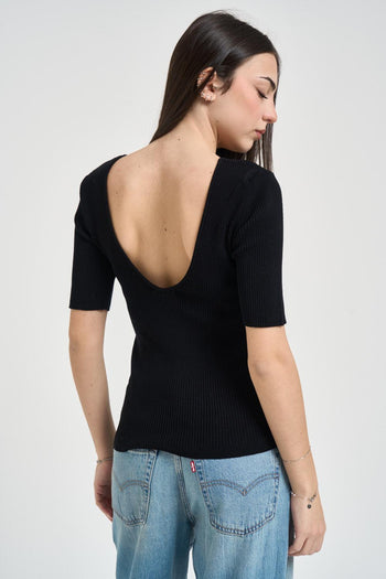 T-shirt donna manica 3/4 nera - 3