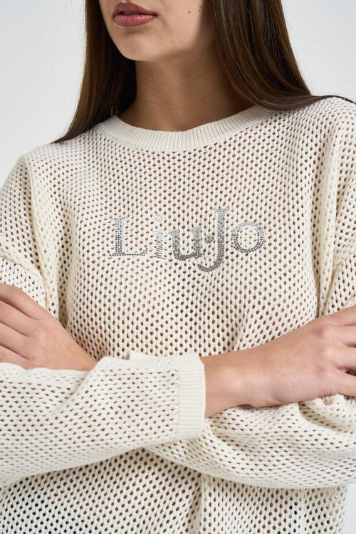 Maglia donna traforata panna - 2