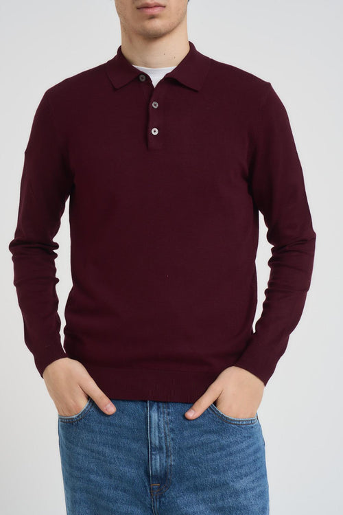 Polo uomo con bottoni bordeaux