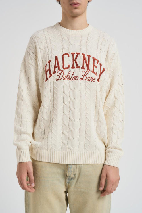 Maglia uomo girocollo a treccia panna - 2