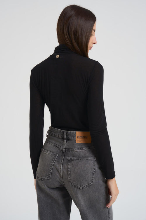 Maglia donna a collo alto nera - 2