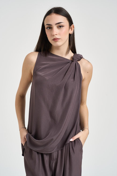 Top donna smanicato malva - 2