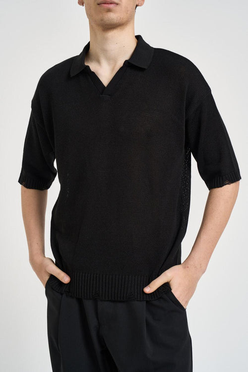 Polo uomo in maglia nera