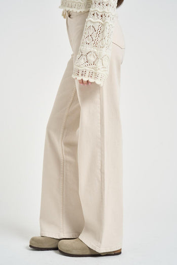 Jeans donna wide fit in denim panna - 3