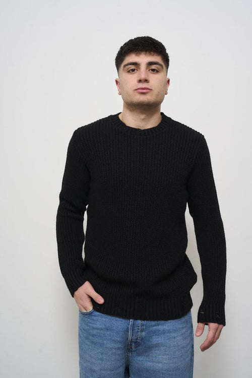 Men's black crew neck sweater