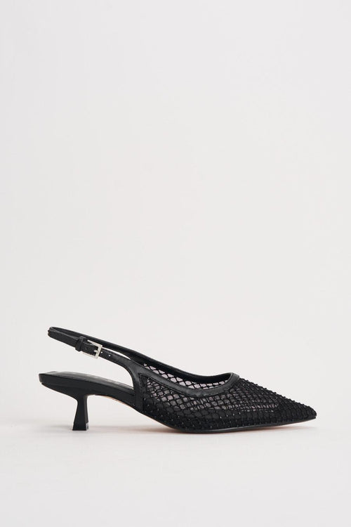 Slingback donna in rete nera