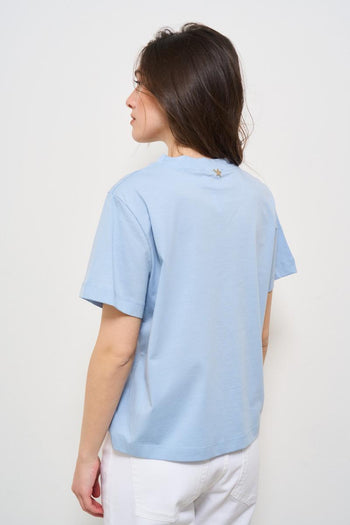 T-shirt donna celeste girocollo - 3