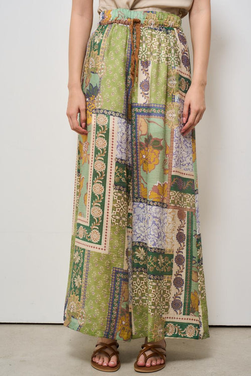Pantalone donna fantasia verde