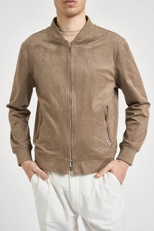 Giubbotto uomo in suede fango