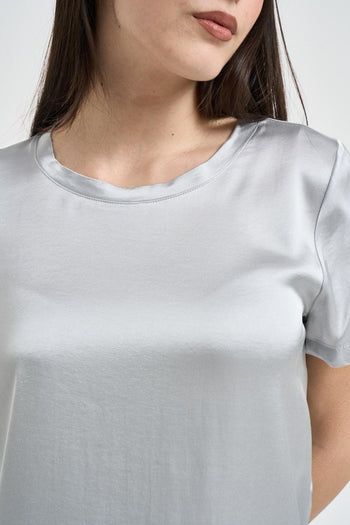 Blusa donna satinata argento - 3