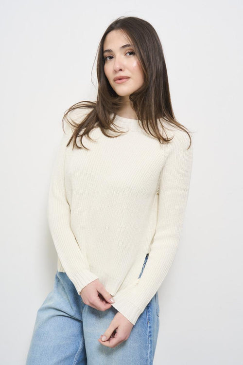 Maglia donna avorio con spacchi laterali