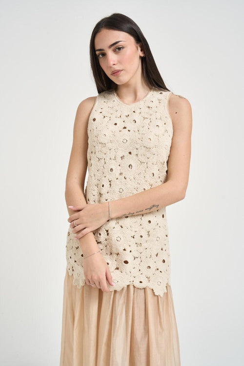 Abito donna in pizzo beige - 2