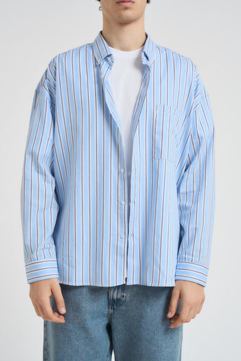 Camicia uomo a righe celeste - 3