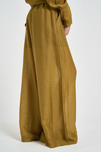 Pantalone donna satinato verde oliva - 4