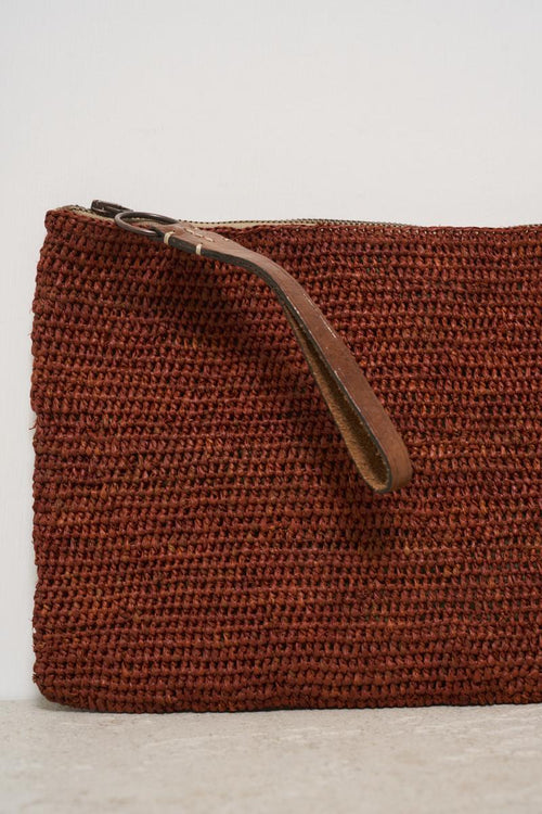 Pochette donna Ampy in rafia mattone - 2