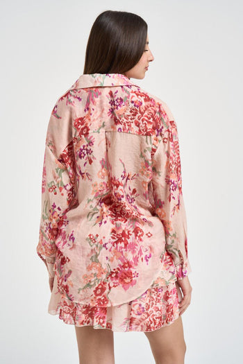 Camicia donna floreale rosa - 4