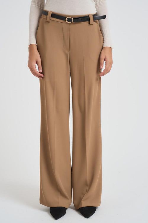 Pantalone donna flare cammello